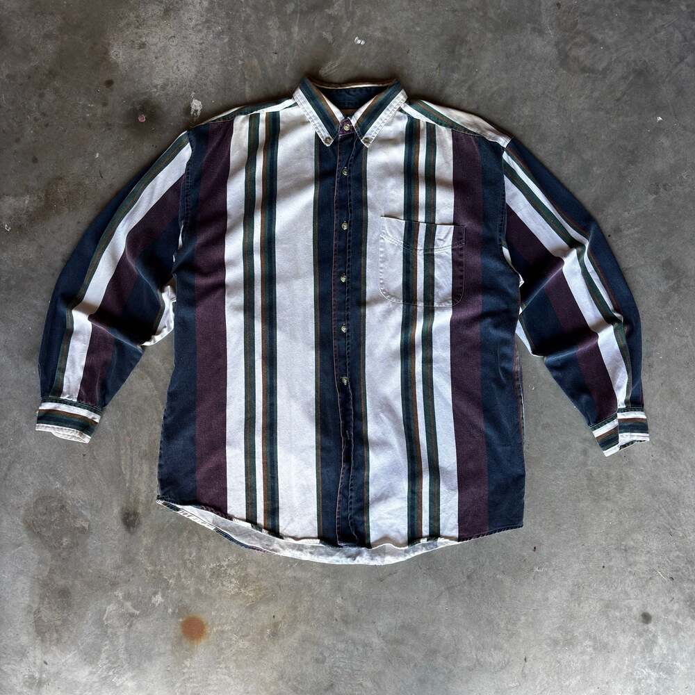 Coliseum Classics Vintage Striped Long Sleeve Button-Down Shirt